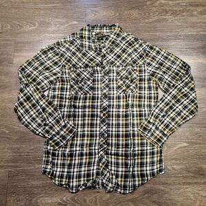 Helix Flannel Button Up with Roll Up Tabs / Swiss Tab Sleeves Men's Size Medium